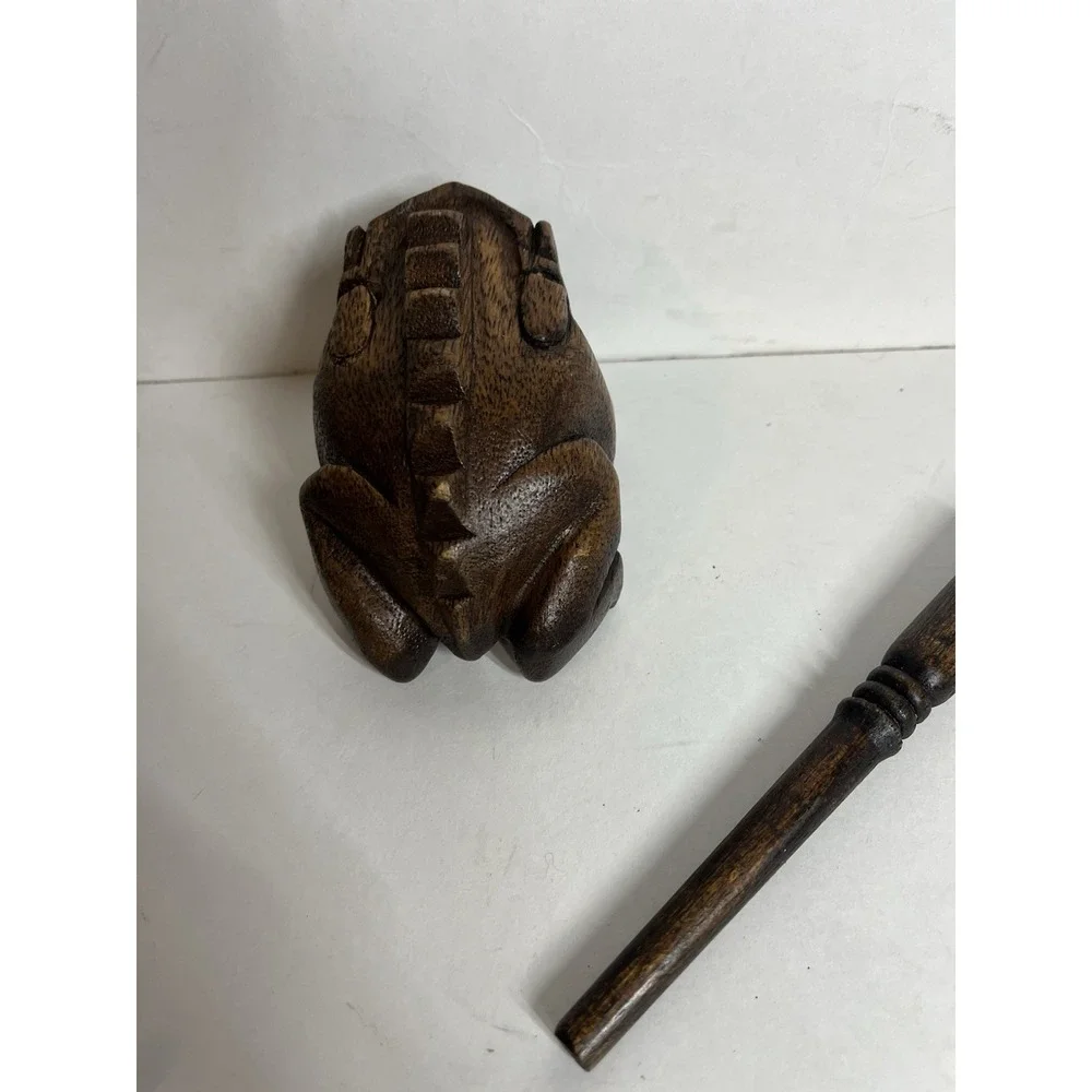 Hand Carved Wooden Wood Frog Percussion Musical Instrument 4